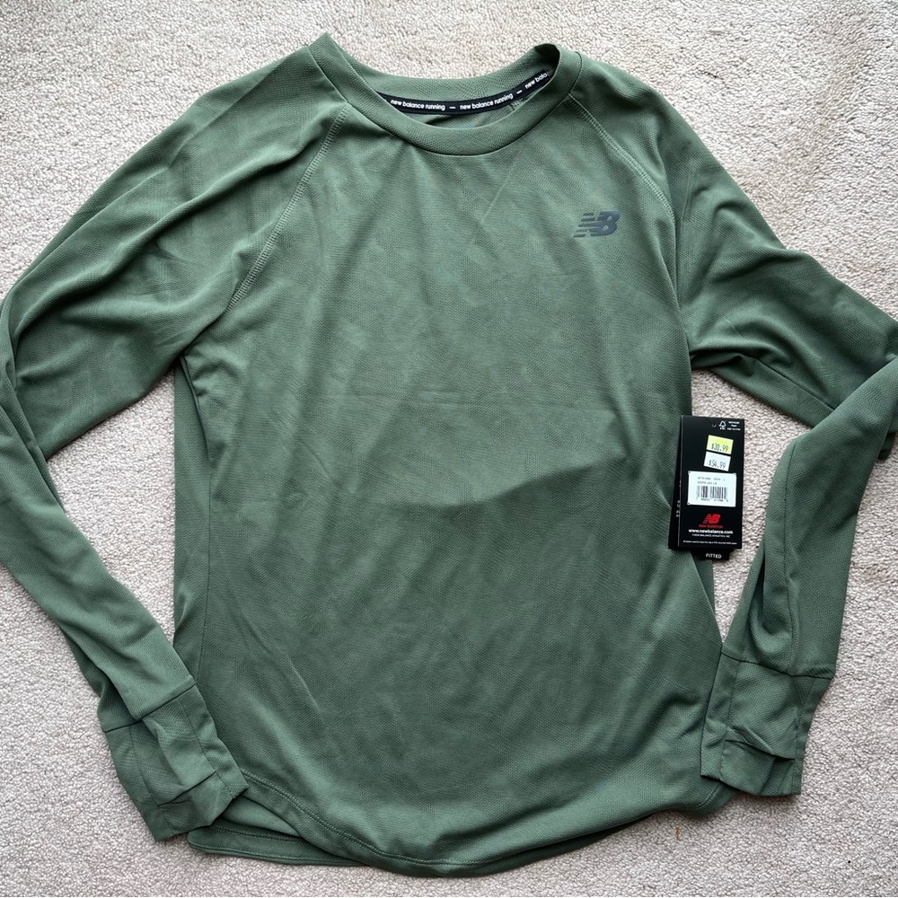 New Balance Runners lightweight forest green longsleeve top Large